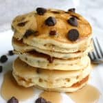 Easy Chocolate Chip Pancake recipe - Make ahead and freeze for a quick breakfast for kids!