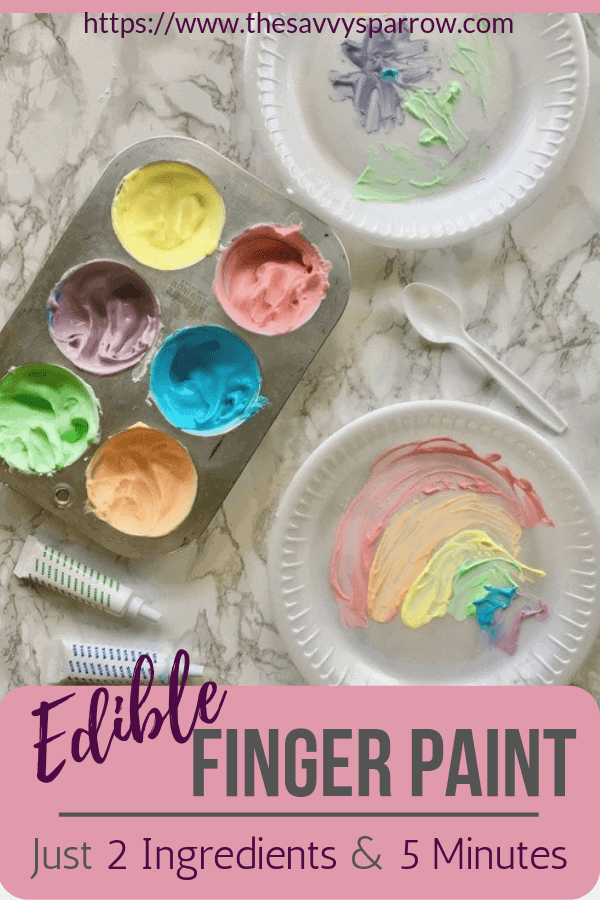 Homemade edible finger paint recipe for toddlers! A fun rainy day activity for kids!